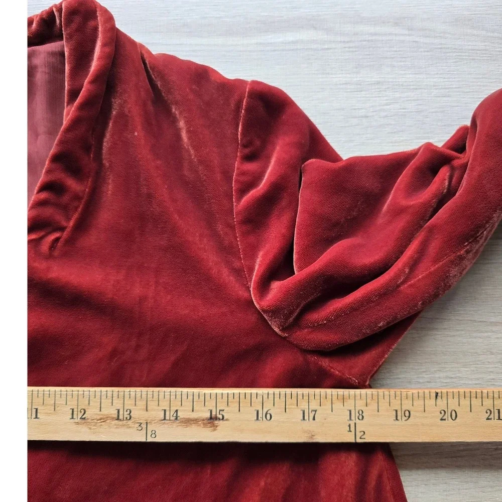 Free People Velvet Waterfall Duster Cardigan XS Rust Red asymmetrical high-low